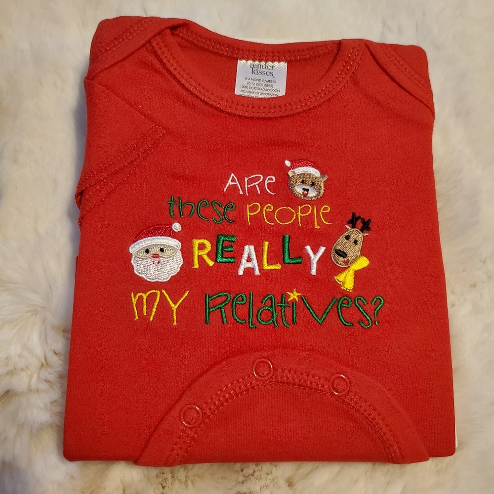 *2/$10*Tender Kisses Christmas Onsie Bodysuit, Sz 0-6 Mths, NWT